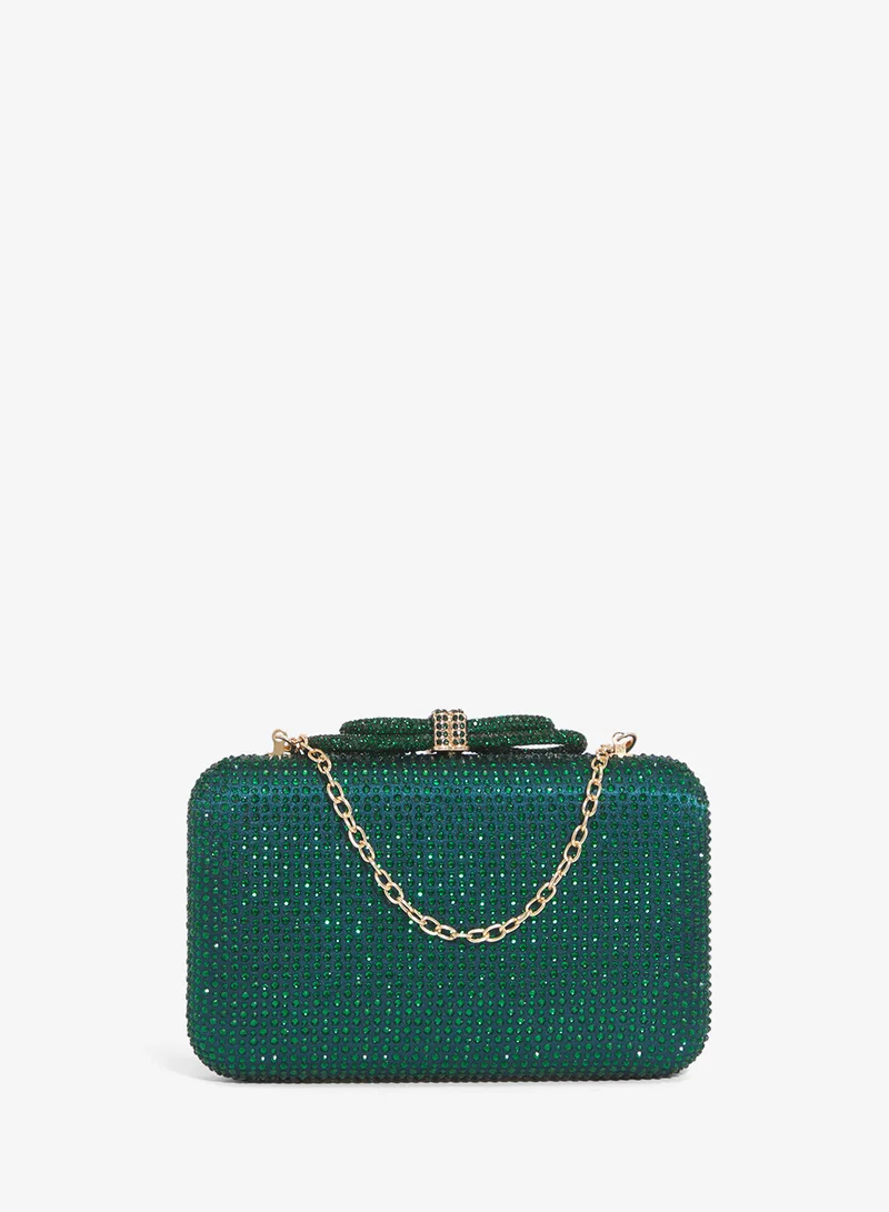 خزانة Rhinestone Detailed Embellished Bow Detail Bag